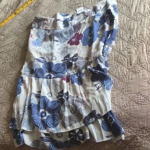 Floral tiered skirt with side zip